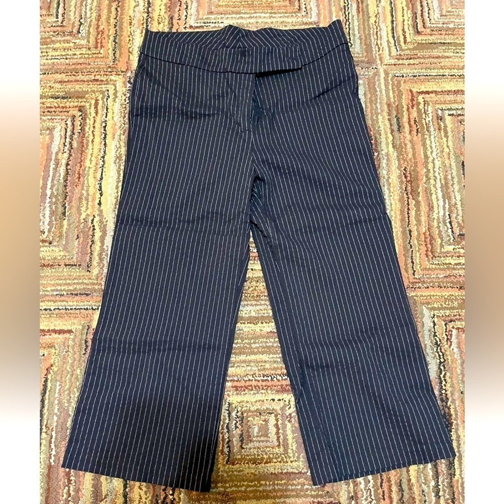 VTG Women’s Talent Black Elastic Waist Black silver striped Capri Pants Size 1XL
